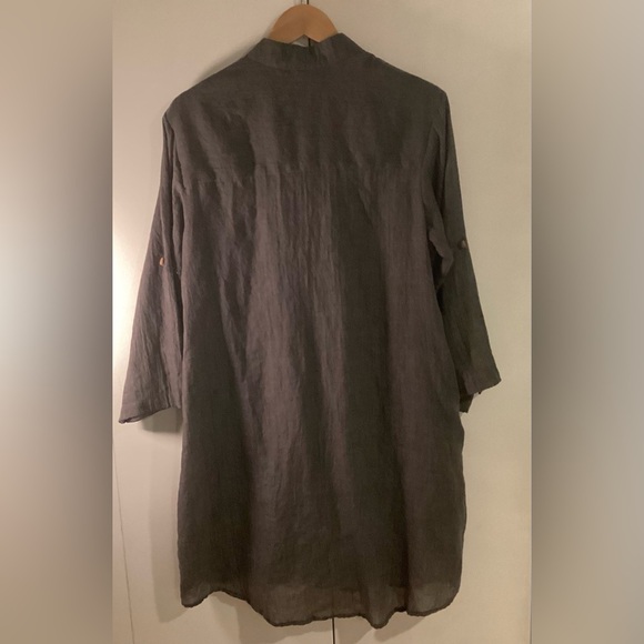 Cosmo’s Women's Sheer Grey Cotton Shirt. Long Button Up, Med - Picture 2 of 5